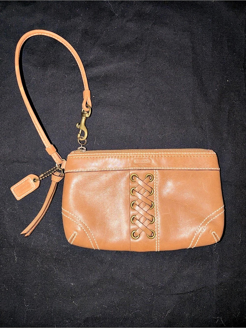 Coach Vintage Chelsea Leather Corset Laced Wristlet Brown
